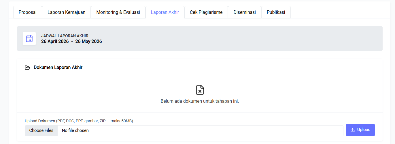 Form Unggah Laporan Tahapan